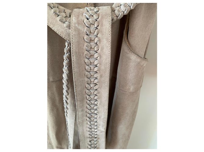 Morganne Bello Abrigo clutch de cuero beige - vista 7