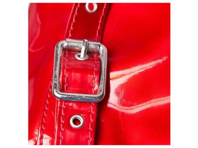 Gucci Red Bamboo Patent Leather Drawstring Backpack - view 7