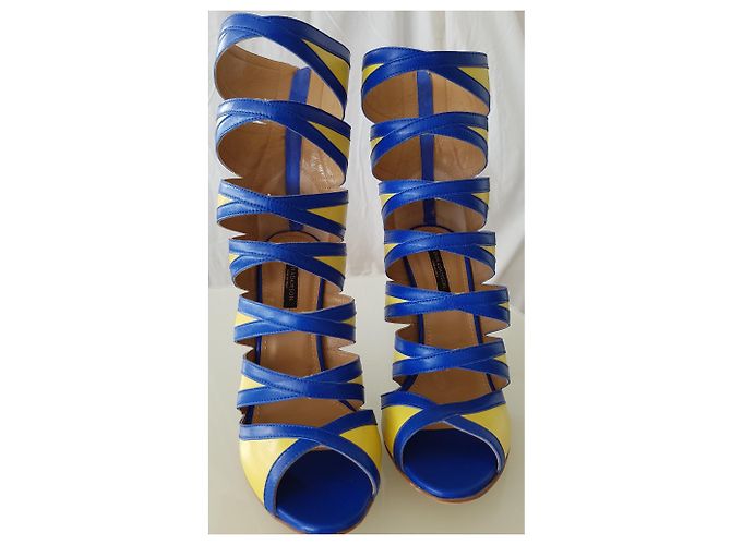 Autre Marque Tacchi traforati con tacchi a spillo. Blu Giallo - vista 2