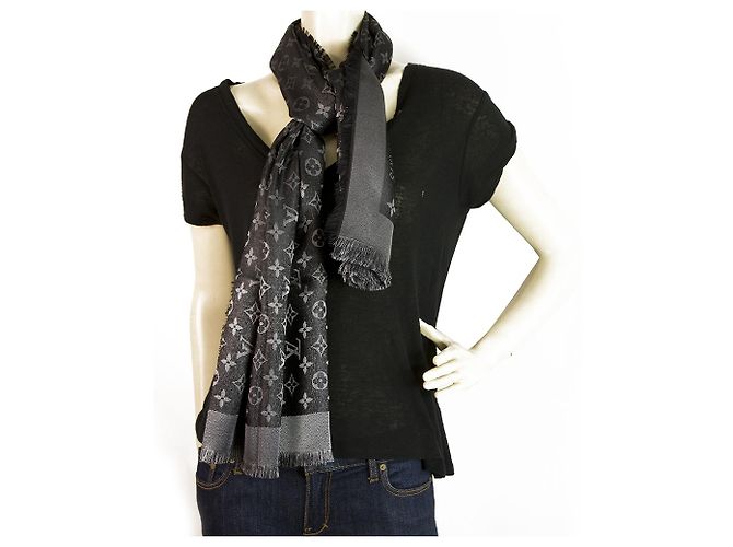 Louis Vuitton Monogramm Shine schwarz mit silberner Jacquard-Seide M75123 - Ansicht 5