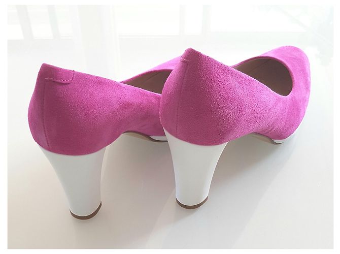 Carel Pompe bicolori con tacchi a spillo. Bianco Fuschia - vista 3
