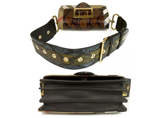 Burberry Prorsum Burberry Patchwork "The Clandon" Eine einzigartige Tasche aus Python-Schlangenleder und Karotasche - Ansicht 3