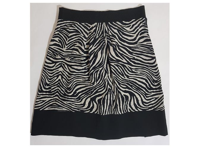 Saia Alberta Ferretti de seda estampa de zebra preto e branco - vista 2
