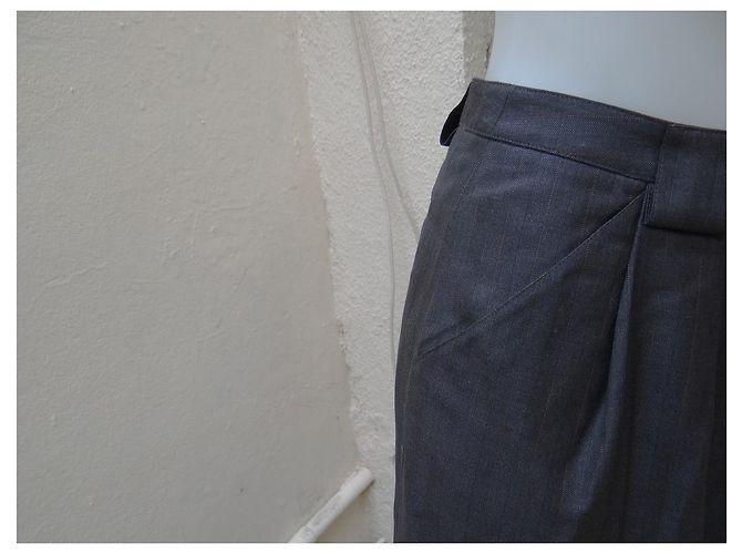 Falda Giorgio Armani gris de seda y lana Talla 36 - vista 3