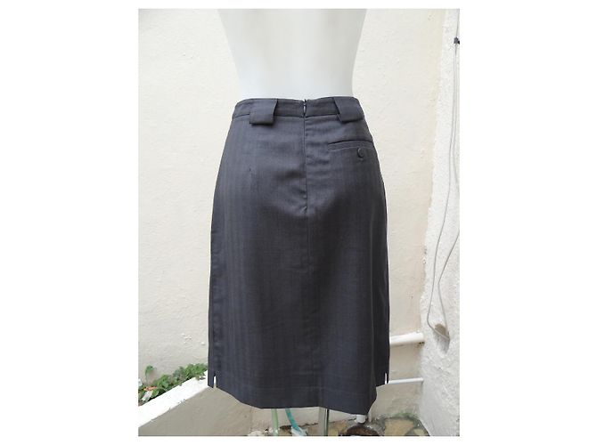 Falda Giorgio Armani gris de seda y lana Talla 36 - vista 4