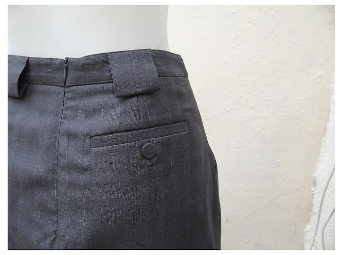 Falda Giorgio Armani gris de seda y lana Talla 36 - vista 6