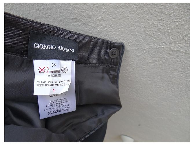 Falda Giorgio Armani gris de seda y lana Talla 36 - vista 8
