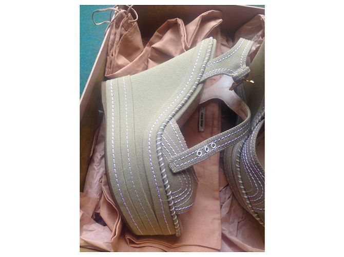Sandali Miu Miu in denim beige - vista 2