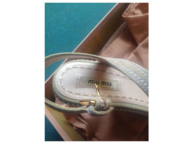 Sandali Miu Miu in denim beige - vista 6