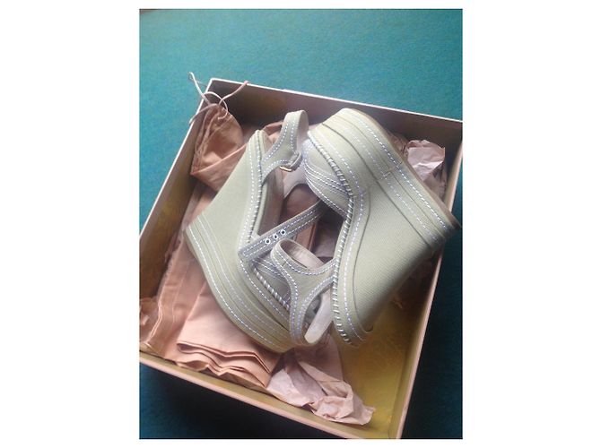 Sandali Miu Miu in denim beige - vista 7