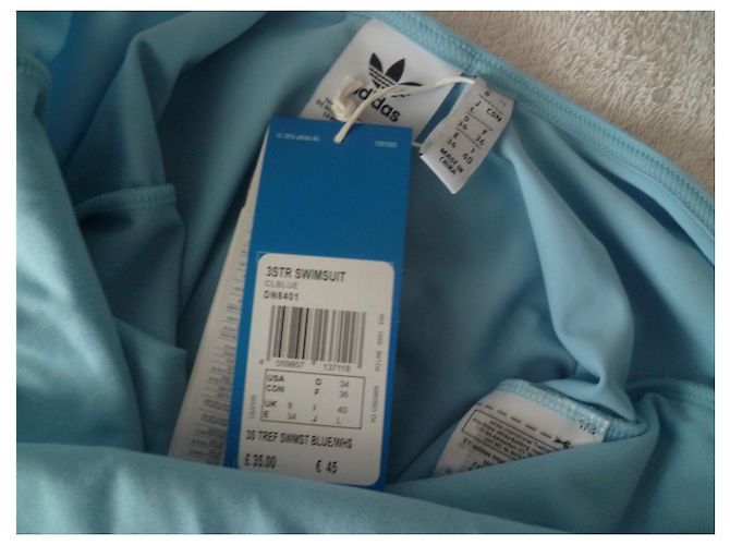 Badeanzug schwimmen Adidas Original Hellblau - Ansicht 4