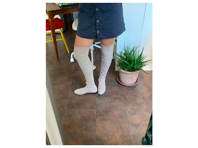 Botas de Muslo Stuart Weitzman Beige Rosa de Gamuza - vista 3