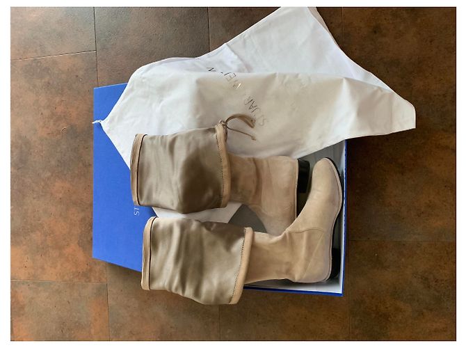 Botas de Muslo Stuart Weitzman Beige Rosa de Gamuza - vista 4