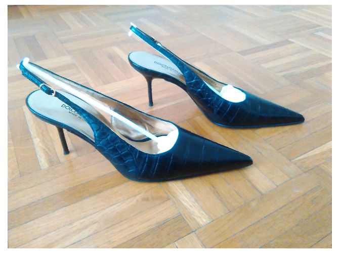 DOLCE & GABBANA SLINGBACK IN CUOIO CROC Nero - vista 7
