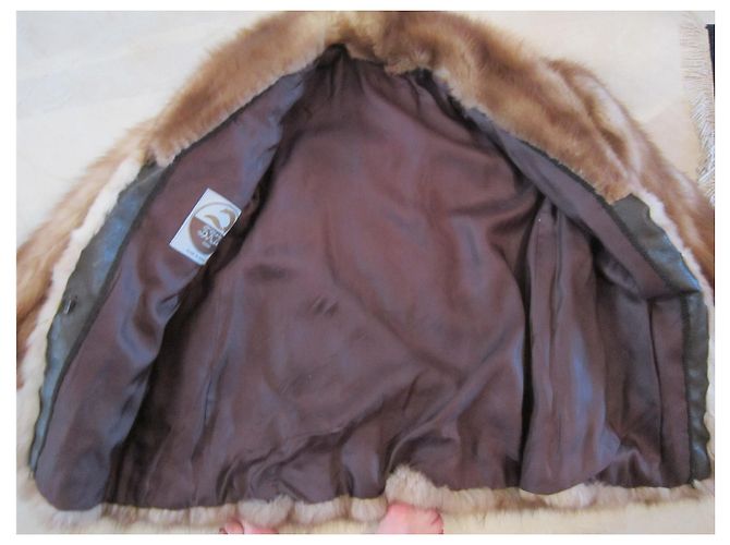 Autre Marque Zibeline Fell und Lederjacke hellbraun - Ansicht 5