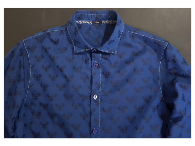 Camicia Emporio Armani Blu a Manica Lunga Cotone - vista 2