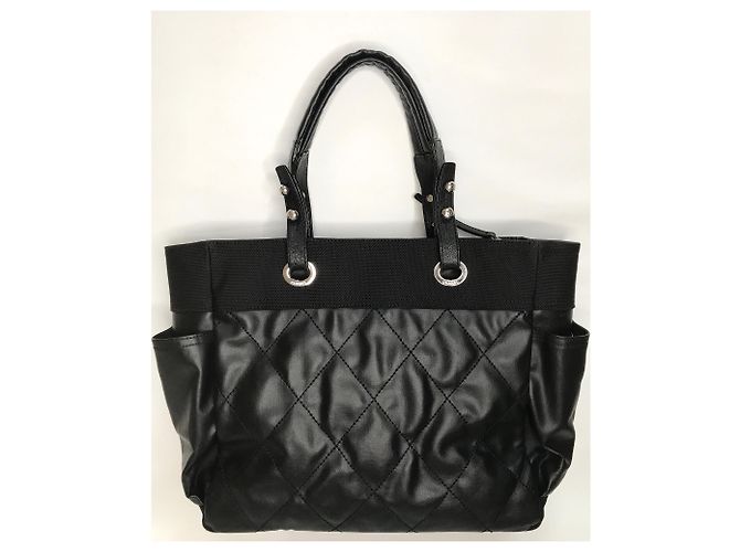 Timeless Chanel Grand shopping 40cm Borsa a mano Paris Biarritz Nero - vista 8