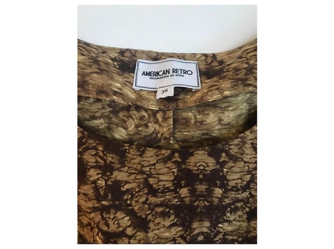 Vestido de seda American Retro Bronze Bronce - vista 3