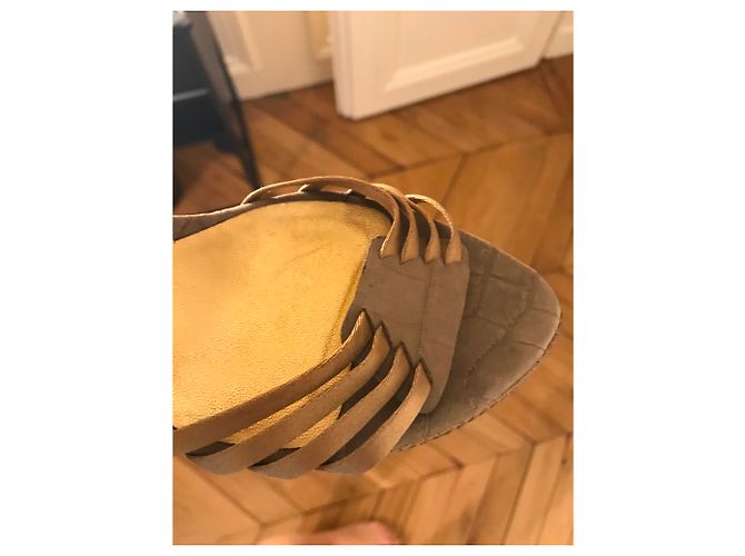 Sandali Giorgio Armani in pelle e seta Beige Bronzo - vista 4