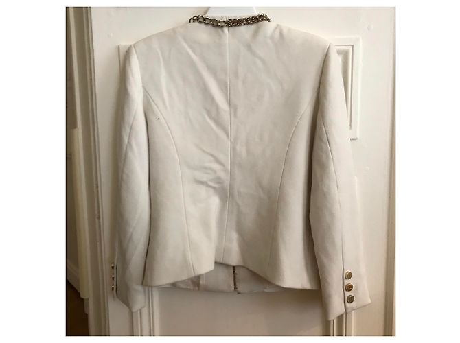 Elisabetta Franchi Kurze Jacke Weiß Metallic Metallisch - Ansicht 2