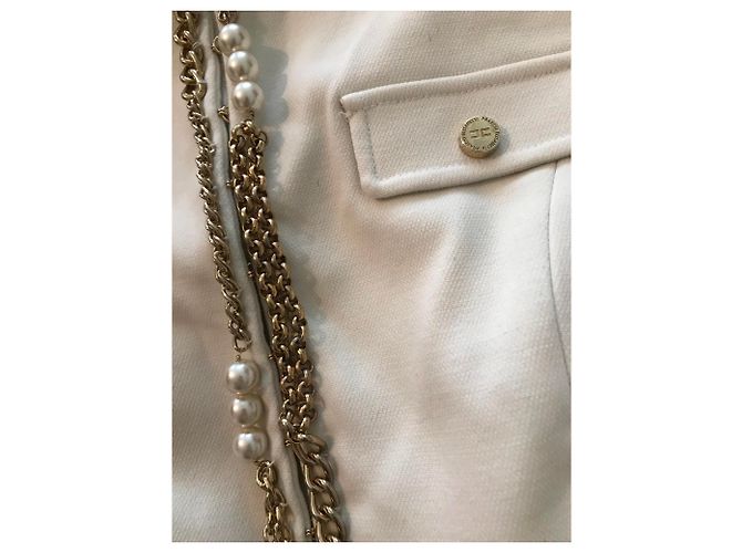 Elisabetta Franchi Kurze Jacke Weiß Metallic Metallisch - Ansicht 3