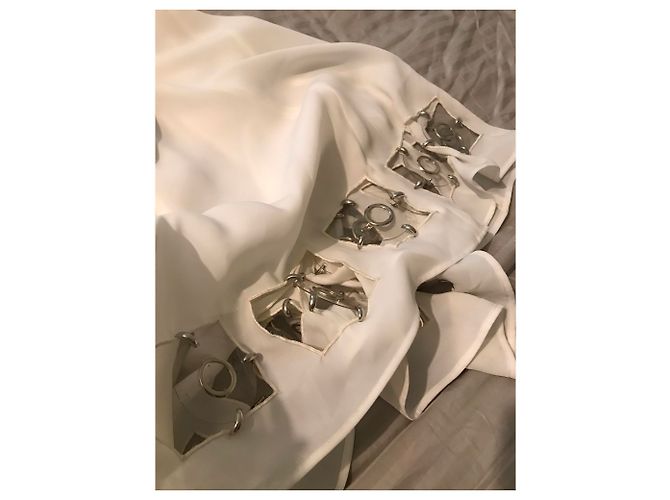 Paco Rabanne Weißes Midikleid mit Metallringen - Ansicht 3