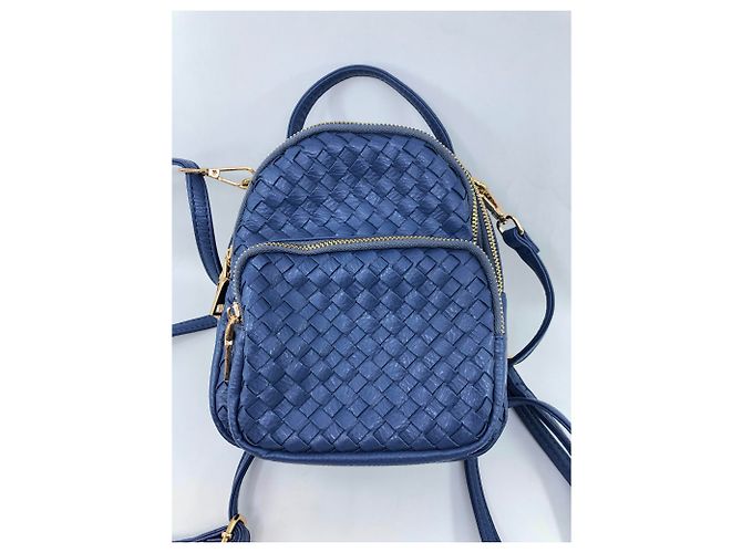 Autre Marque Blue braided leather mini backpack - view 2