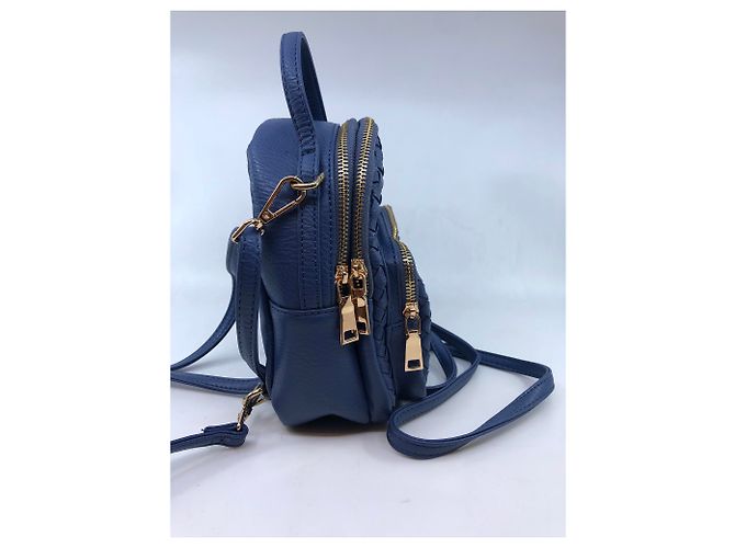 Autre Marque Blue braided leather mini backpack - view 3