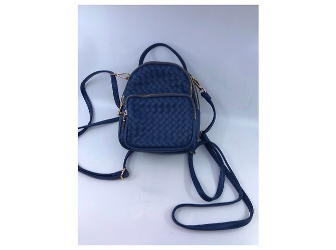 Autre Marque Blue braided leather mini backpack - view 8