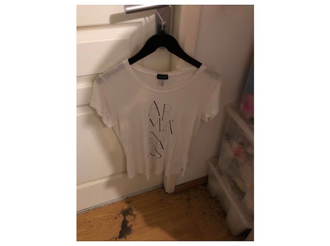 Armani Jeans T-Shirt in Eggshell aus Viskose Aus weiß - Ansicht 2