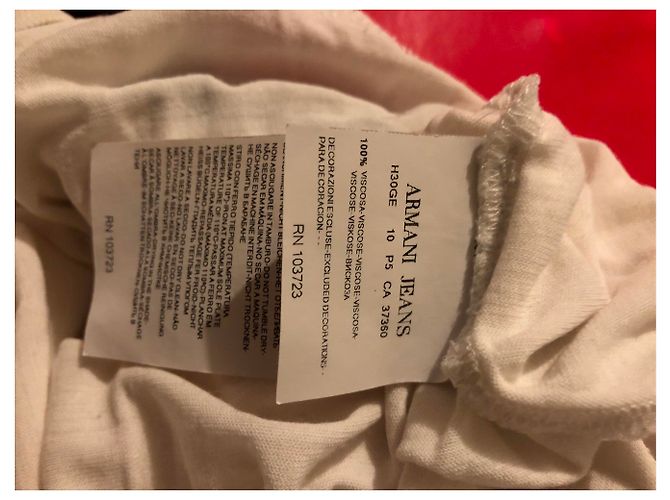 Armani Jeans T-Shirt in Eggshell aus Viskose Aus weiß - Ansicht 7