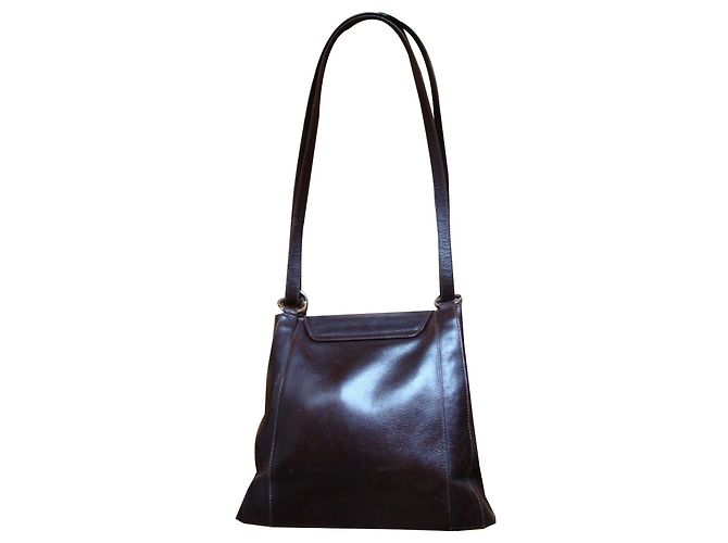 Autre Marque Borsa POURCHET in pelle marrone scuro - vista 2