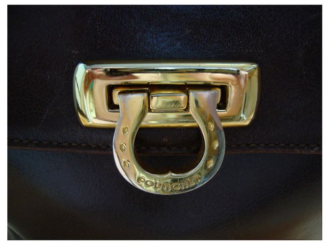 Autre Marque Borsa POURCHET in pelle marrone scuro - vista 3