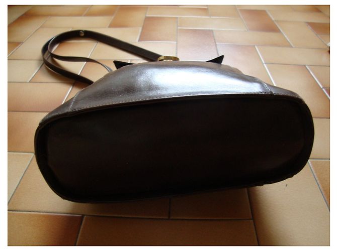 Autre Marque Borsa POURCHET in pelle marrone scuro - vista 5