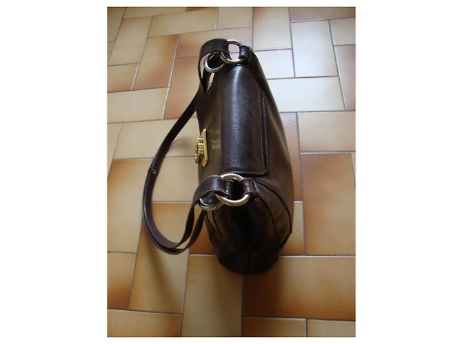 Autre Marque Borsa POURCHET in pelle marrone scuro - vista 6