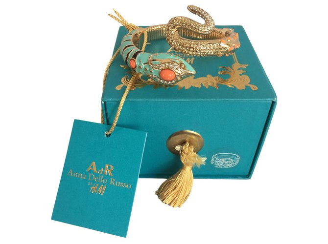 Anna Dello Russo pour H & M Pulsera de serpiente Negro Dorado Coral Turquesa - vista 4