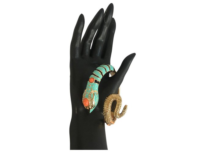 Anna Dello Russo pour H & M Pulsera de serpiente Negro Dorado Coral Turquesa - vista 6