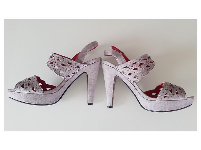 Autre Marque CAFé NOIR Décolleté open toe con tacco alto e zeppa. Grigio - vista 3