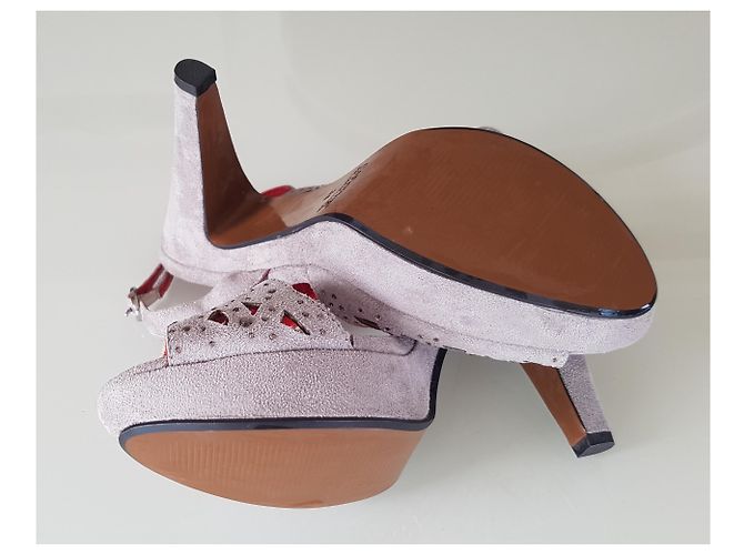 Autre Marque CAFé NOIR Décolleté open toe con tacco alto e zeppa. Grigio - vista 5