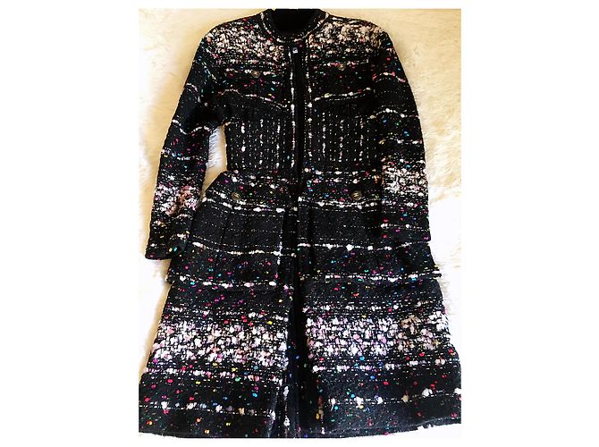 Giacca Chanel Supermarket Collection in tweed nero - vista 3