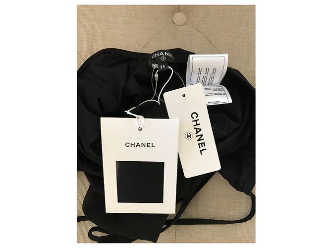 CHANEL Coco Beach Black CC Logo Costume intero 34 Nero - vista 8