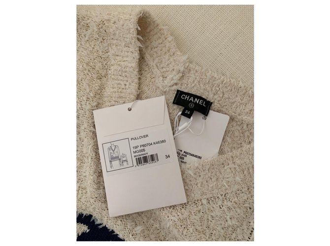 Chanel Varsity Iconic Logo Pullover Pull Size 34 Beige - vue 10