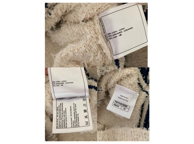 Chanel Varsity Iconic Logo Pullover Pull Size 34 Beige - vue 11