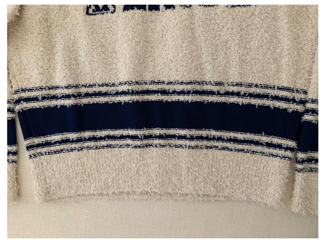 Chanel Varsity Iconic Logo Pullover Pull Size 34 Beige - vue 4