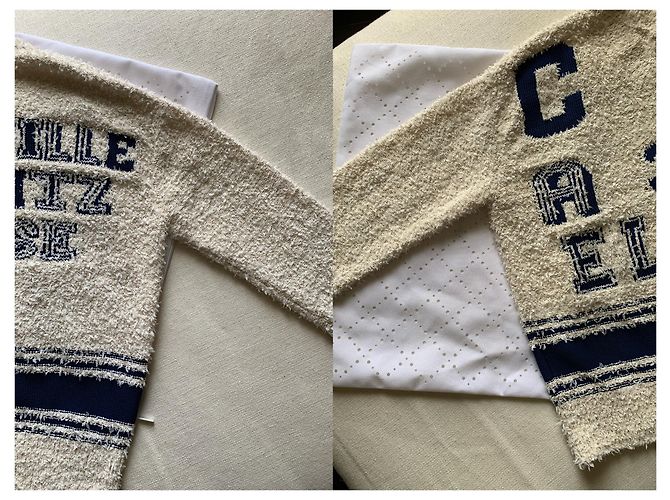 Chanel Varsity Iconic Logo Pullover Pull Size 34 Beige - vue 9