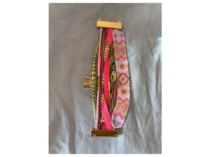 Rosa nuovo braccialetto hipanema, verde e dorato, Chiusura d'oro - vista 3