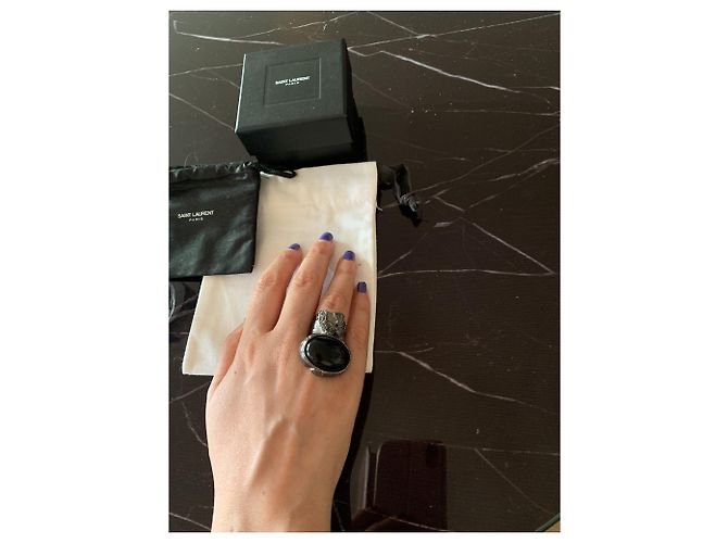 Anello Arty in onice nero e argento placcato Yves saint laurent - vista 4