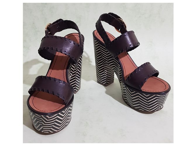 Sandálias Diane Von Furstenberg de couro marrom multicoloridas Multicor - vista 3