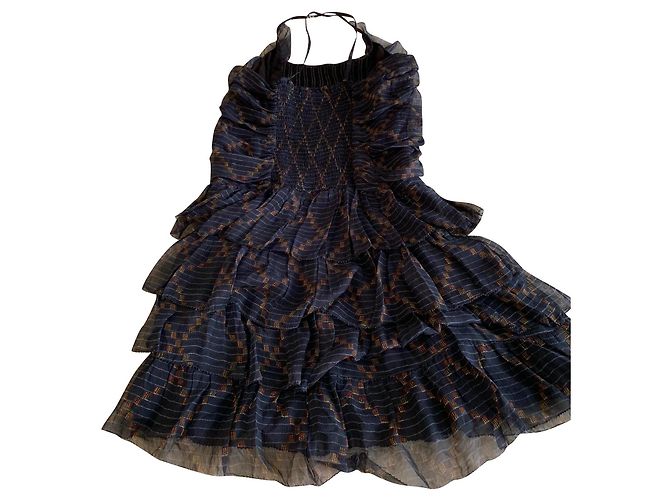 Abito Isabel Marant Etoile in seta Blu Oro Blu Navy D'oro - vista 2