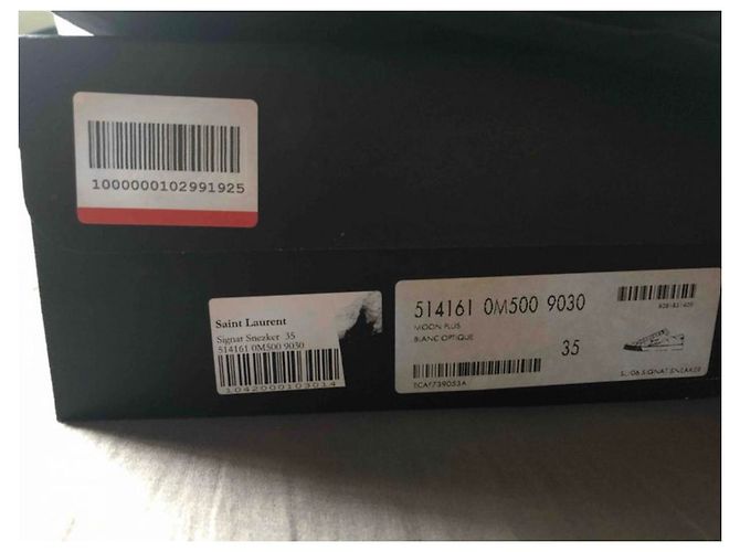 Sneakers Saint Laurent Court in pelle bianca Bianco - vista 3